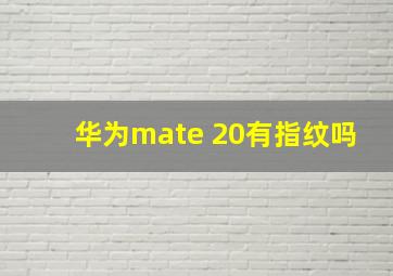 华为mate 20有指纹吗